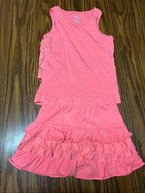Other - Pink Lace Ruffle Tank & Skirt Set